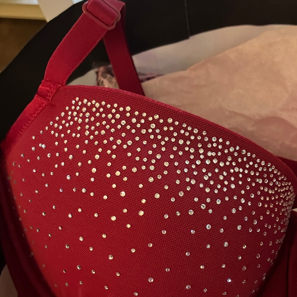 ✨VS Pink Wink NEW ultra sparkle bling push up balconette bra sz 36DD NWT - Picture 11 of 15